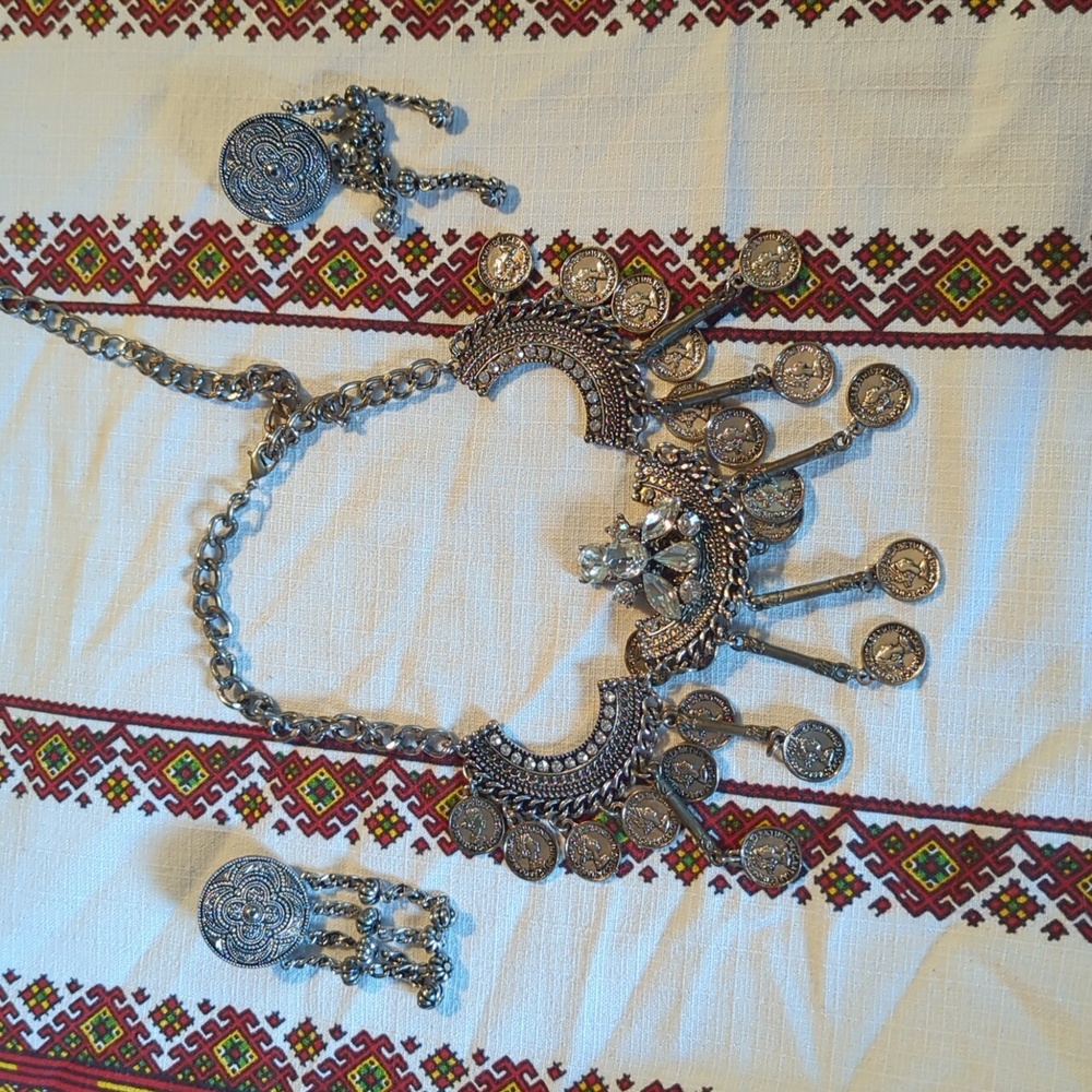 Bohemian Indie Coin Necklace and Earrings